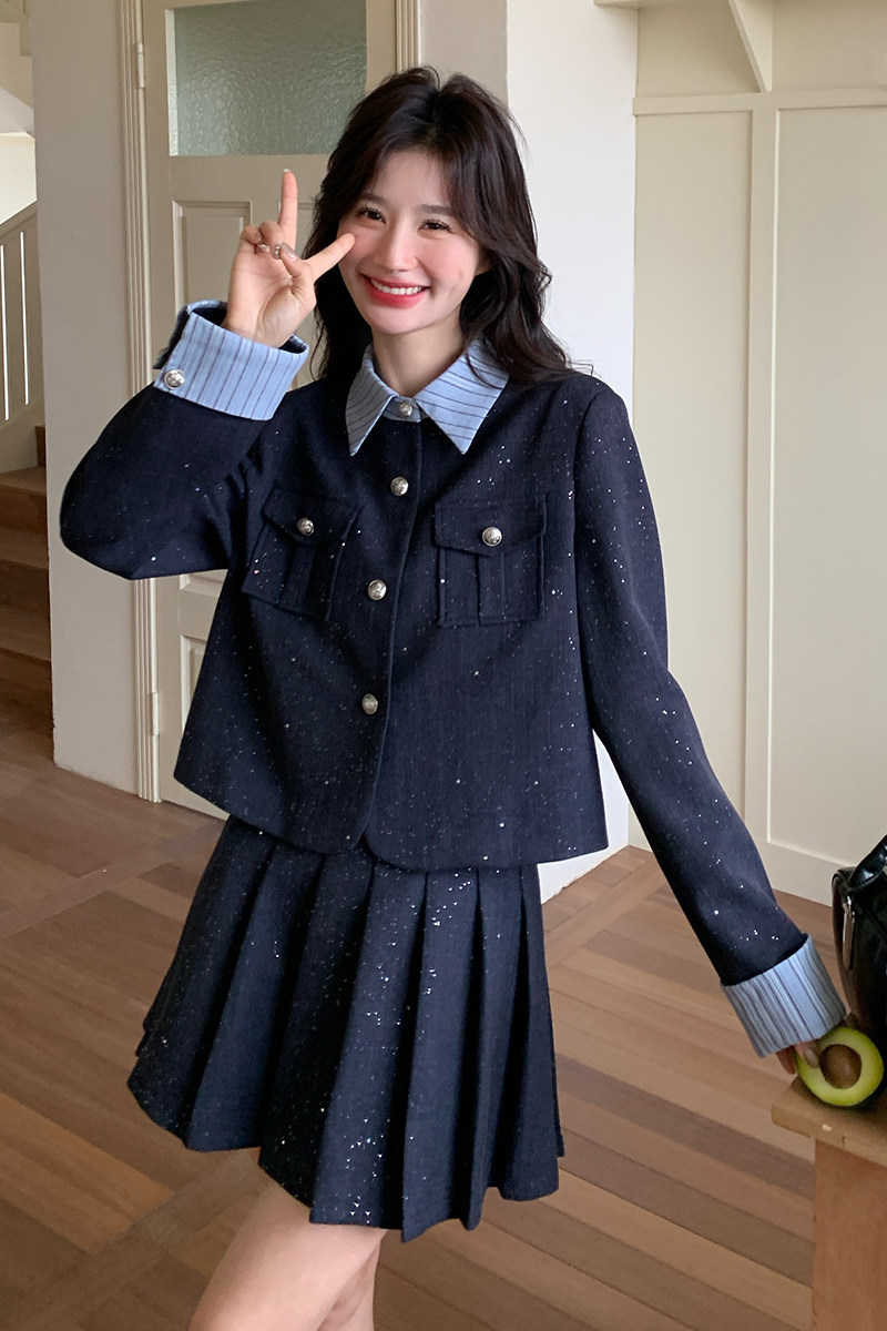 春装小香风连衣裙套装女2026年新款小个子高级感开春穿搭配一整套,女装套装/套裙,2C218