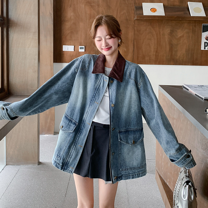 现货新款领撞色牛仔外套2C277-5809-P160-K258,女装风衣,2C277