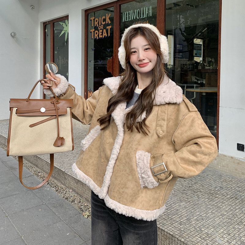 现货短款皮毛一体外套2C115-2230-P165-K248,女装皮草,2C115