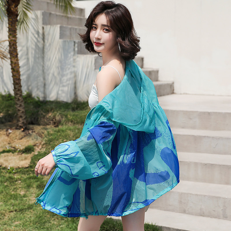 2025夏季新款防晒服短款印花连帽RF2C290-8103#-P85-K138图片