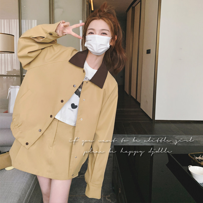 【 】学院风撞色棒球服外套+半身裙套装 1068-P145 K198图片