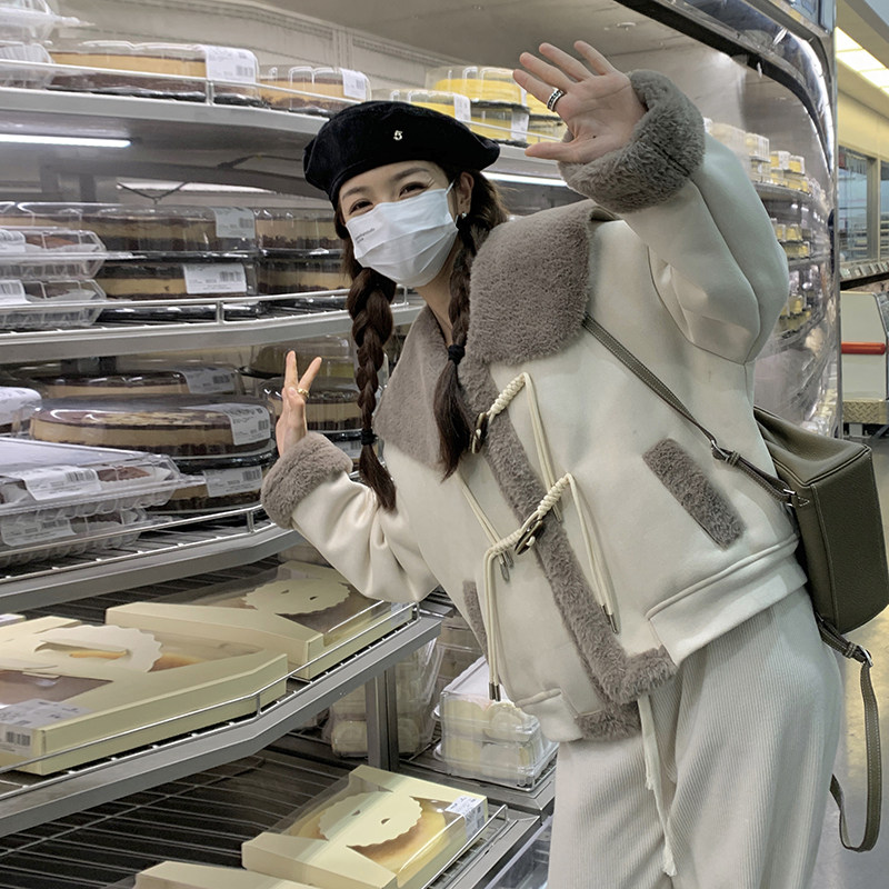 (主推)加厚中式娃娃领皮毛一体短外套D0918-P175-K258,女装短外套,2C373
