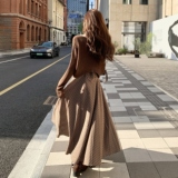 法式复古设计感格子裙女春秋小香风开衫连衣裙文艺气质叠穿两件套，女装连衣裙，2C166