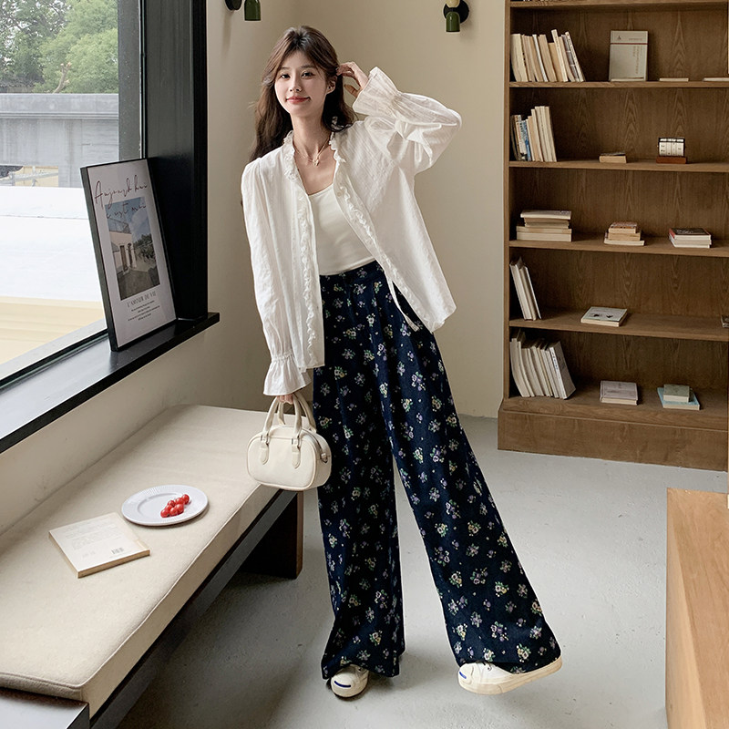 【大货已出】早秋新款仙女衬衫碎花牛仔裤套装2C131-658-P165K238,女装套装/套裙,2C131