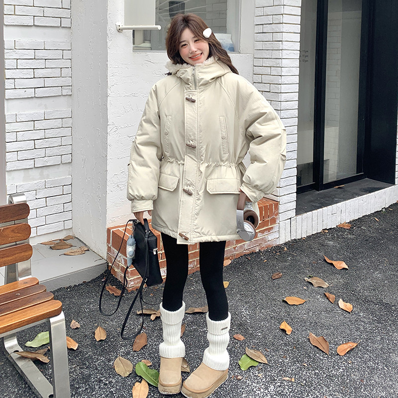 现货牛角扣加厚羊羔毛连帽休闲派克服5832-P275-K408,女装派克服,2C159