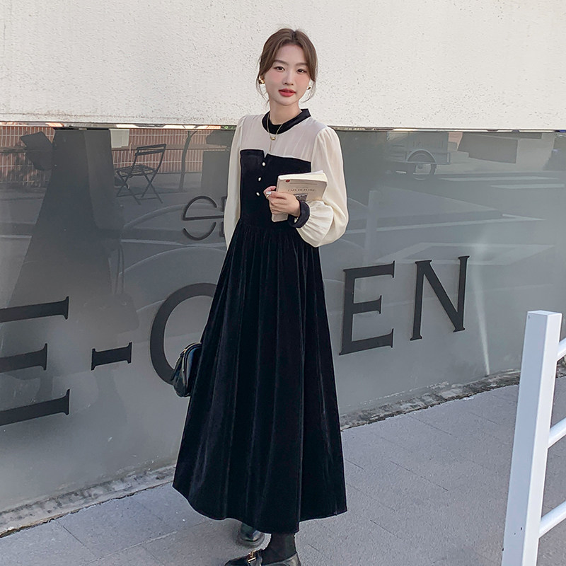 【现货】2025春秋假两件丝绒长款连衣裙3063P135K188,女装连衣裙,2C166