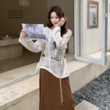 法式镂空罩衫叠穿背心连衣裙套装女春秋松弛感爆款气质优雅长裙子，女装套装/套裙，2C057