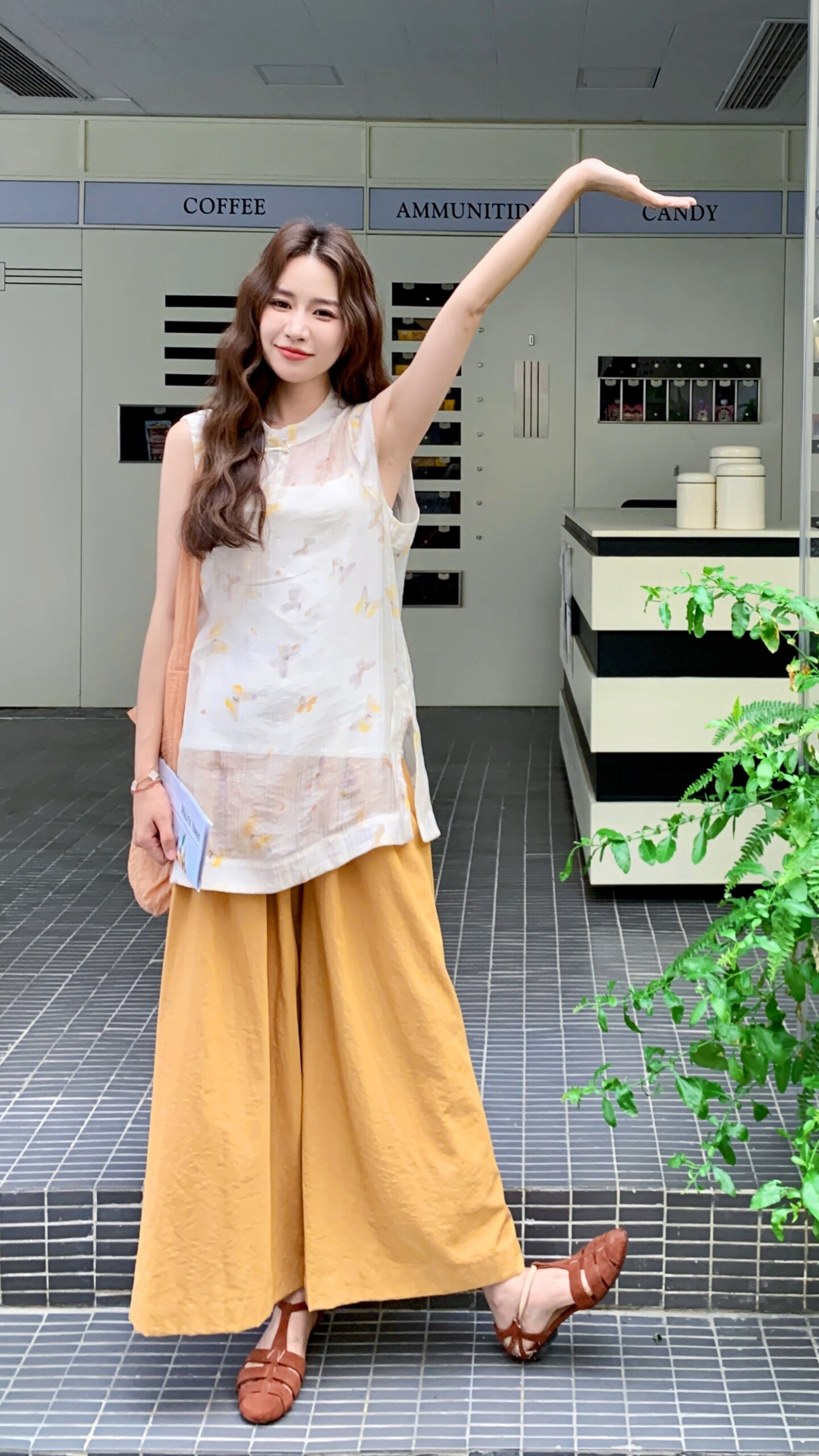 新中式国风印花背心套装女2025夏季新款高级感休闲阔腿长裤两件套,女装套装/套裙,2C299