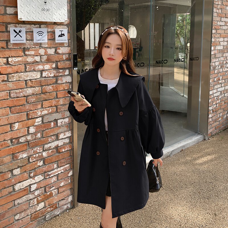 现货秋装短风衣清新靓丽少女学院风灯笼袖时尚外套P120K178,女装风衣,2C311