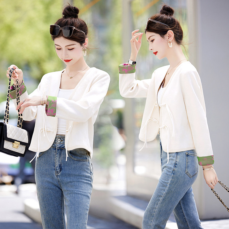 高品质现货！新中式外套女短款2025年秋季盘扣洋气显瘦，女装短外套，吾爱衣,女装短外套,吾爱衣