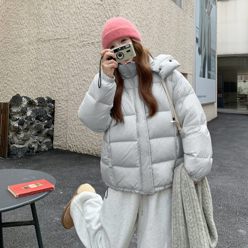 现货新款韩东大门加厚保暖羽绒服百搭连帽面包服女装外套图片
