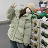 中戏宽松学院风羽绒服女冬学生短款小个子学院风加厚白鸭绒面包服，女装羽绒服，2B222