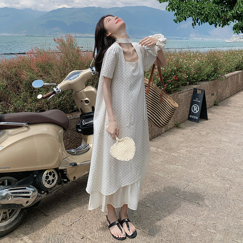 现货波点长款连衣裙952/P145/K208,女装连衣裙,2D109