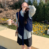 条纹拼接假两件牛仔衬衫外套女春秋2025新款美式复古超好看超火，女装衬衫，2C092