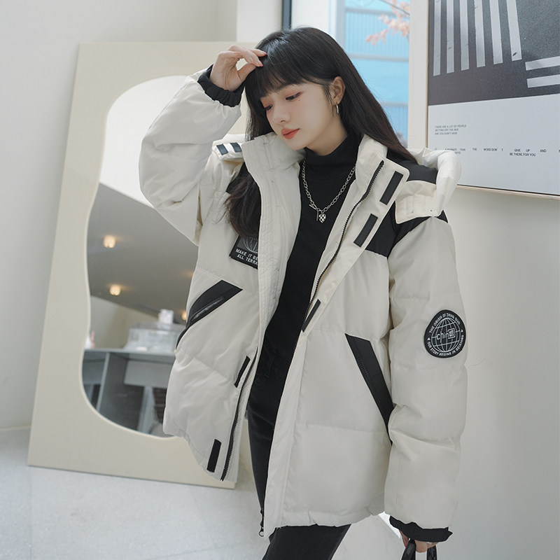 现货！工装羽绒服冲锋衣贴标魔术贴保暖短款外套D004P215K328,女装羽绒服,2C320