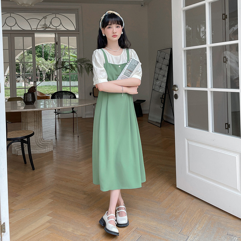 夏装新款吊带假两件连衣裙5829-P105K158,女装连衣裙,2B080