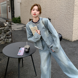 【现货新款】重工水洗牛仔镶花边组合套装2C277-6607-P195-K288，女装套装/套裙，2C277