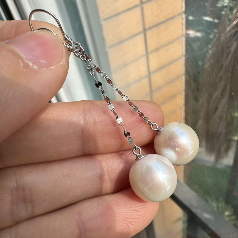 Brand New 925 Silver Freshwater Edison Pearl 12mm Wind-Blown Style Ear Thread Earrings