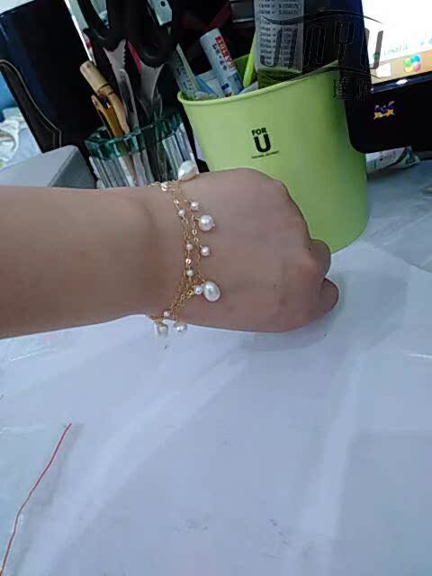 Nhiệt độ nhập khẩu 14K vàng ba lớp ngọc trai nước ngọt tự nhiên vòng tay ngọc trai CHANGMEE không phai - Vòng chân vòng đeo chân nữ