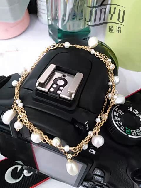 Nhiệt độ nhập khẩu 14K vàng ba lớp ngọc trai nước ngọt tự nhiên vòng tay ngọc trai CHANGMEE không phai - Vòng chân vòng đeo chân nữ