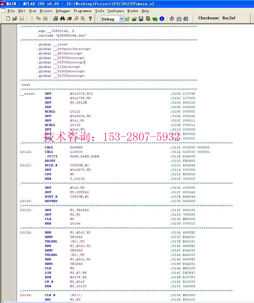 DSPIC33FJ64GP202 204 206 206A PIC33FJ128GP disassembly decompiled