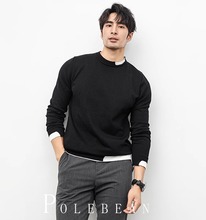 Fake two-piece sweater for men's winter new business and leisure pullover shirt collar suit with bottom layer for men's knitwear