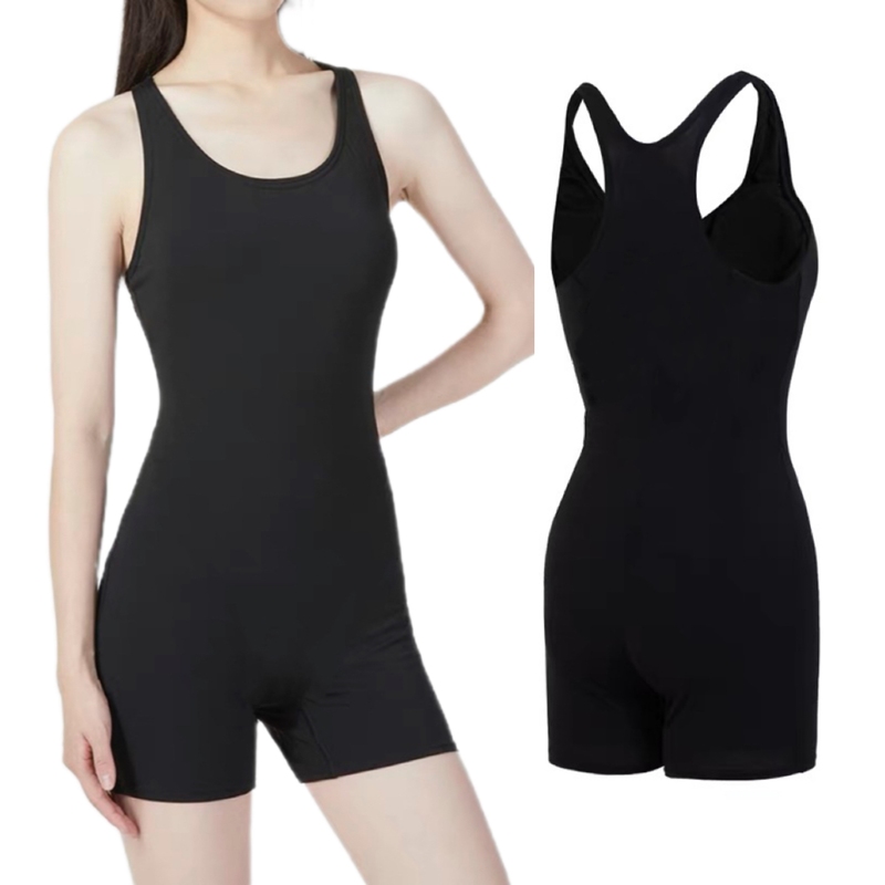 Women's Pure Cotton European and American Style Sports Round Neck Boxer Tank Top Dance Yoga Sleeveless Outerwear Four-Corner Jumpsuit