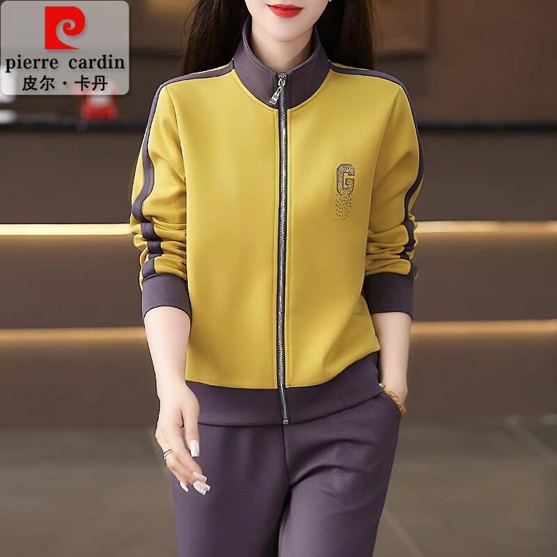 Pierre Cardin Sportswear Suit for Women, Spring and Autumn Fashionable Outfit, Stylish Petite Casual Stand-Up Collar Sweatshirt Two-Piece Set Pierre Cardin Sportswear Suit for Women, Spring and Autumn Fashionable Outfit, Stylish Petite Casual Stand-Up Collar Sweatshirt Two-Piece Set