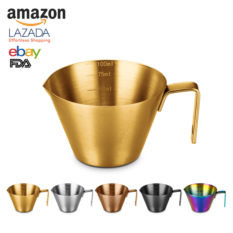 In-Stock 304 Stainless Steel Coffee Extraction Cup with Scale, Small Milk Frothing Cup, Espresso Measuring Cup Wholesale