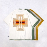 Пятно газировки FREAKS STORE × Свободная повседневная футболка с короткими рукавами и круглым вырезом с принтом PENDLETON