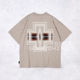 Пятно газировки FREAKS STORE × Свободная повседневная футболка с короткими рукавами и круглым вырезом с принтом PENDLETON