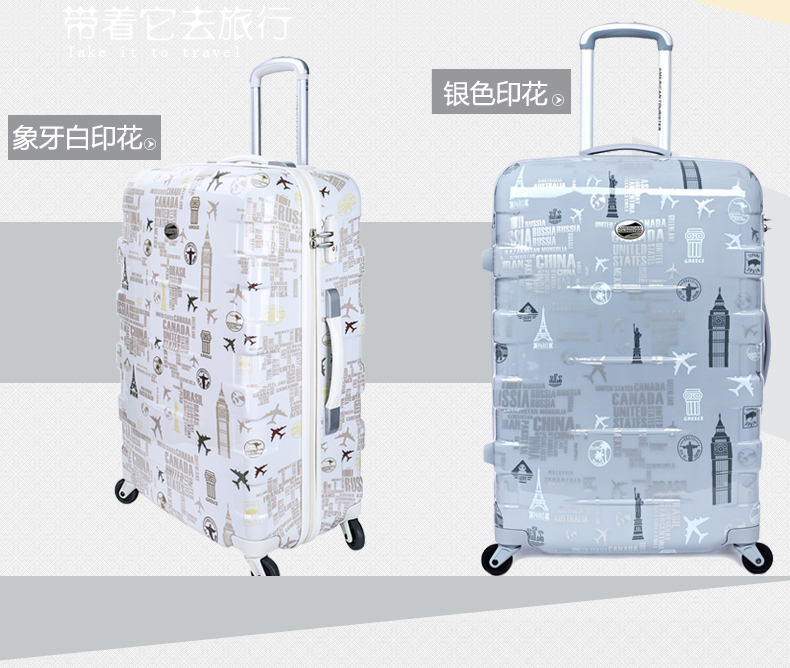 Mỹ đi xe đẩy trường hợp 20Q phổ bánh xe 21 inch hành lý 25 inch vali 29 inch hộp cứng PC travel ABS box vali kéo chính hãng