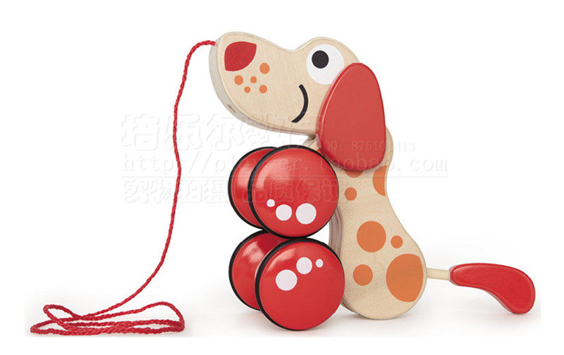 Enlarged version Drag Crocodile enlarged version Drag puppies Children woody pull ropes Learn to crawl and play with toys