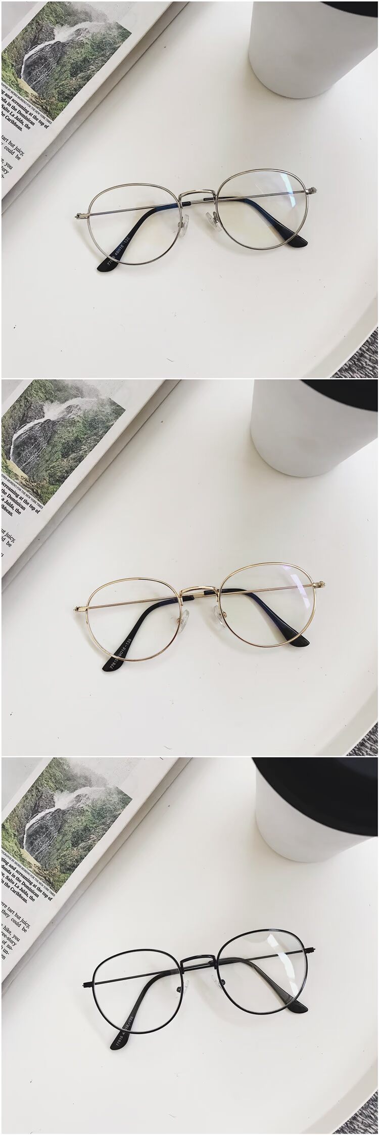 Phiên bản Hàn Quốc của retro vàng lụa hình bầu dục nữ phẳng kính ánh sáng màu đỏ sắc tố siêu nhẹ kính kính khung kính mắt điện biên phủ
