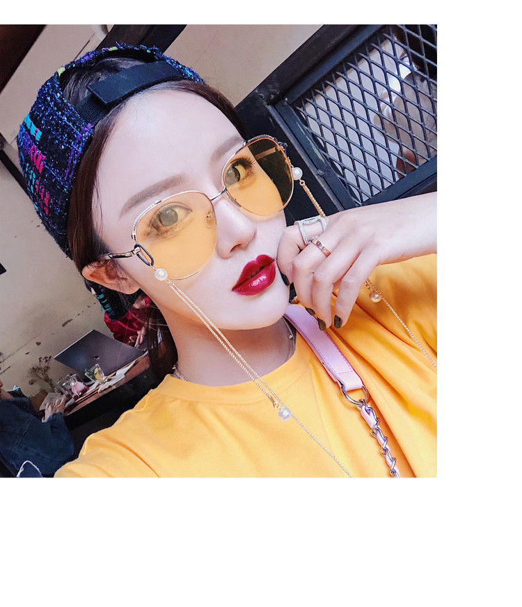 Phiên bản Hàn Quốc của ngôi sao retro với cặp kính gọng tròn in lưới màu vàng đỏ kính râm, kính râm nam nữ mắt kính gentle monster