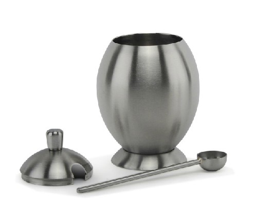 Stainless steel sugar jars with spoon egg-shaped seasoning tank containing tank seasoning pot sugar flush brown sugar white sugar container home-Taobao