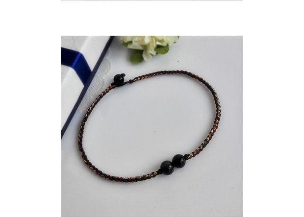 Sợi vàng nhiều màu của Obsidian được làm thủ công vòng chân thanh mảnh Joker boutique tươi và thanh lịch Tăng năng lượng tích cực lắc chân bạch kim