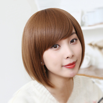 Wig Woman Short Straight Hair Fashion Bobo Head Slanted Liu Seanet Red Nature Fluffy Emulation Hair Repair Face Whole Headgear