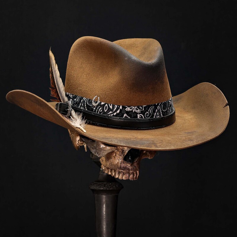 Wild Wool Hat! Pure Wool Hat, Vintage Cowboy Hat, Distressed Jazz Hat, Feather Knight Equestrian Hat