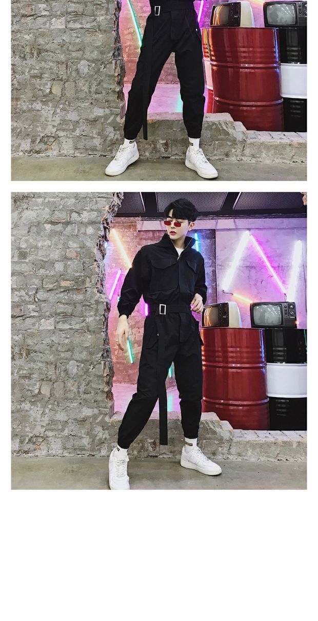 Bộ đồ liền thân dài tay phù hợp với jumpsuit hip hop Nhật Bản xu hướng retro overalls mùa thu và mùa đông jumpsuit nam chín mảnh quần nam ống rộng