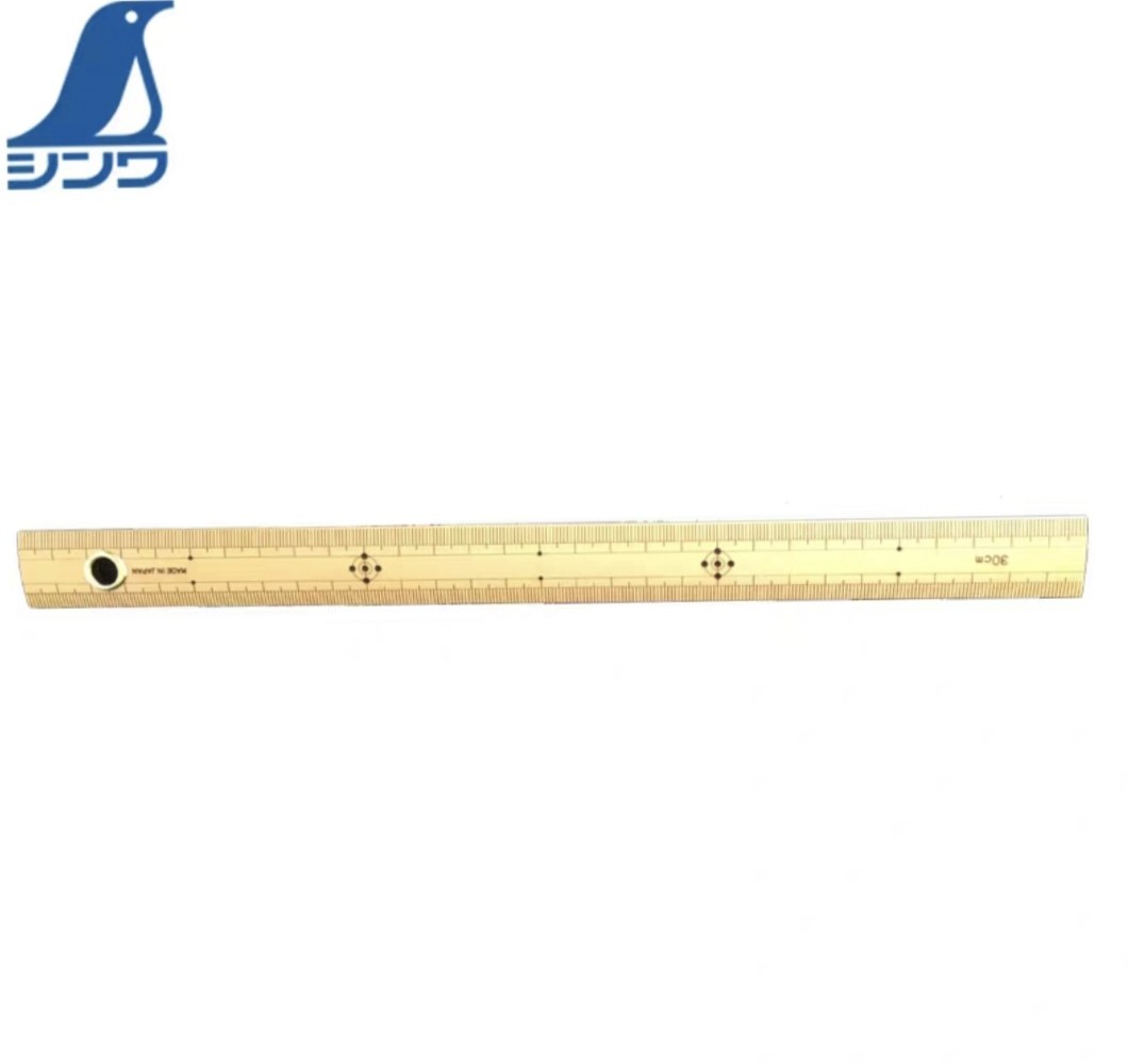 日本亲和企鹅竹制刻度直尺缝纫尺手工裁剪尺子裁衣划线靠尺30cm1m