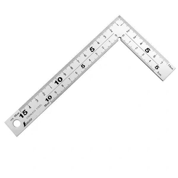 日本亲和SHINWA企鹅迷你钢角尺曲尺15X7.5cm直角尺加厚型10424