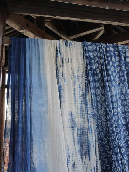 Dali Lanyan Tie-Dyed Fabric Cotton Yarn Blue Dyed Cloth Gradient Decorative Background Cloth Scarf Sofa Cover Cloth Cloud Dyed Tablecloth