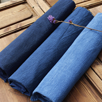  Plant blue dyed cotton linen material bag clothing bay window cushion cushion sofa cover plain home fabric thick ramie