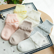 Six double price girl socks cotton spring and autumn summer children solid color boneless short socks stockings long baby socks 0-1-3 years old