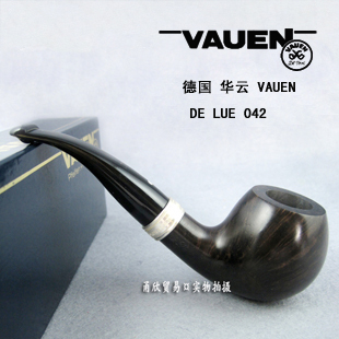 Imported German Huayun VAUEN silver ring briar wood pipe smooth diamond free 11 sets of 42# pipe bag