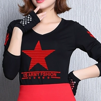 702#Черные длинные рукава спереди V задний раунд