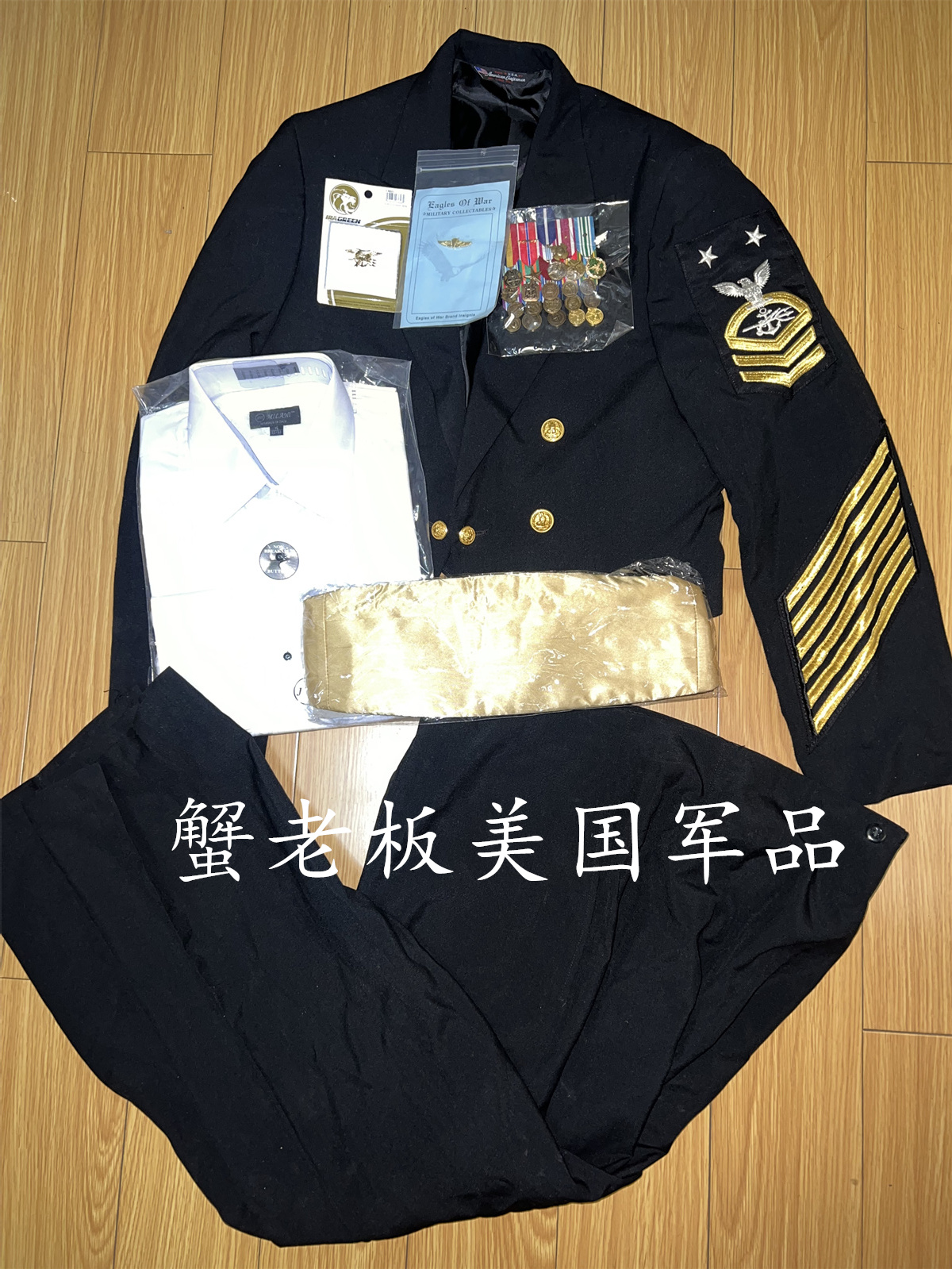 US NAVY US Navy Seal Commando Army Sergeant Black Late Dress Suit 43R 37R