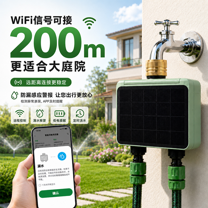 Solar-Powered Dual-Channel Wifi Remote-Controlled Automatic Flower Watering Device, Mobile Phone-Controlled Timed Watering System, Sprinkler System Solar-Powered Dual-Channel Wifi Remote-Controlled Automatic Flower Watering Device, Mobile Phone-Controlled Timed Watering System, Sprinkler System
