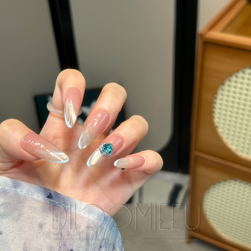 [Coastline] Timi High-End Cat-Eye French Nude Color Rhinestone Handmade Detachable Wearable Nail Art